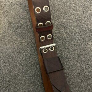 Brown leather belt. Silver buckle